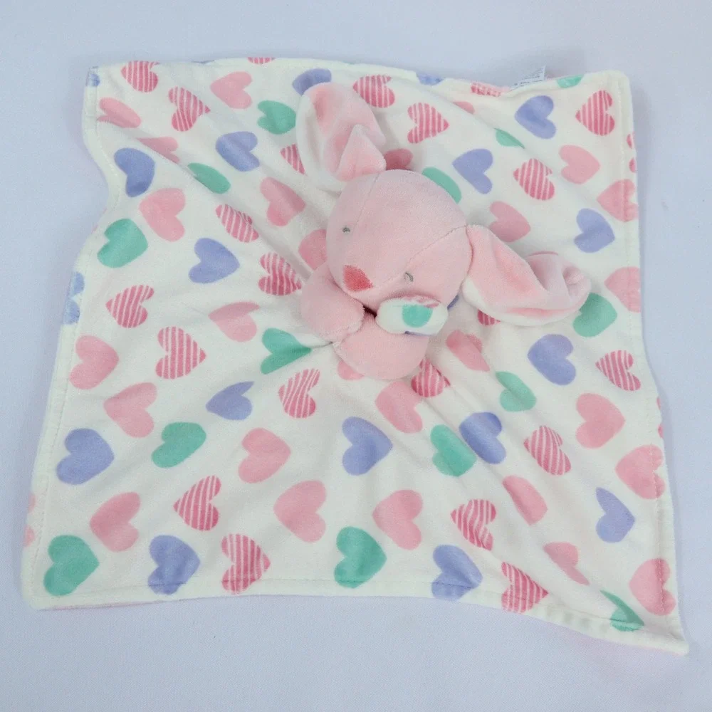 2016 Carters Pink Bunny Rabbit Hearts Plush Baby Security Blanket Lovey 14